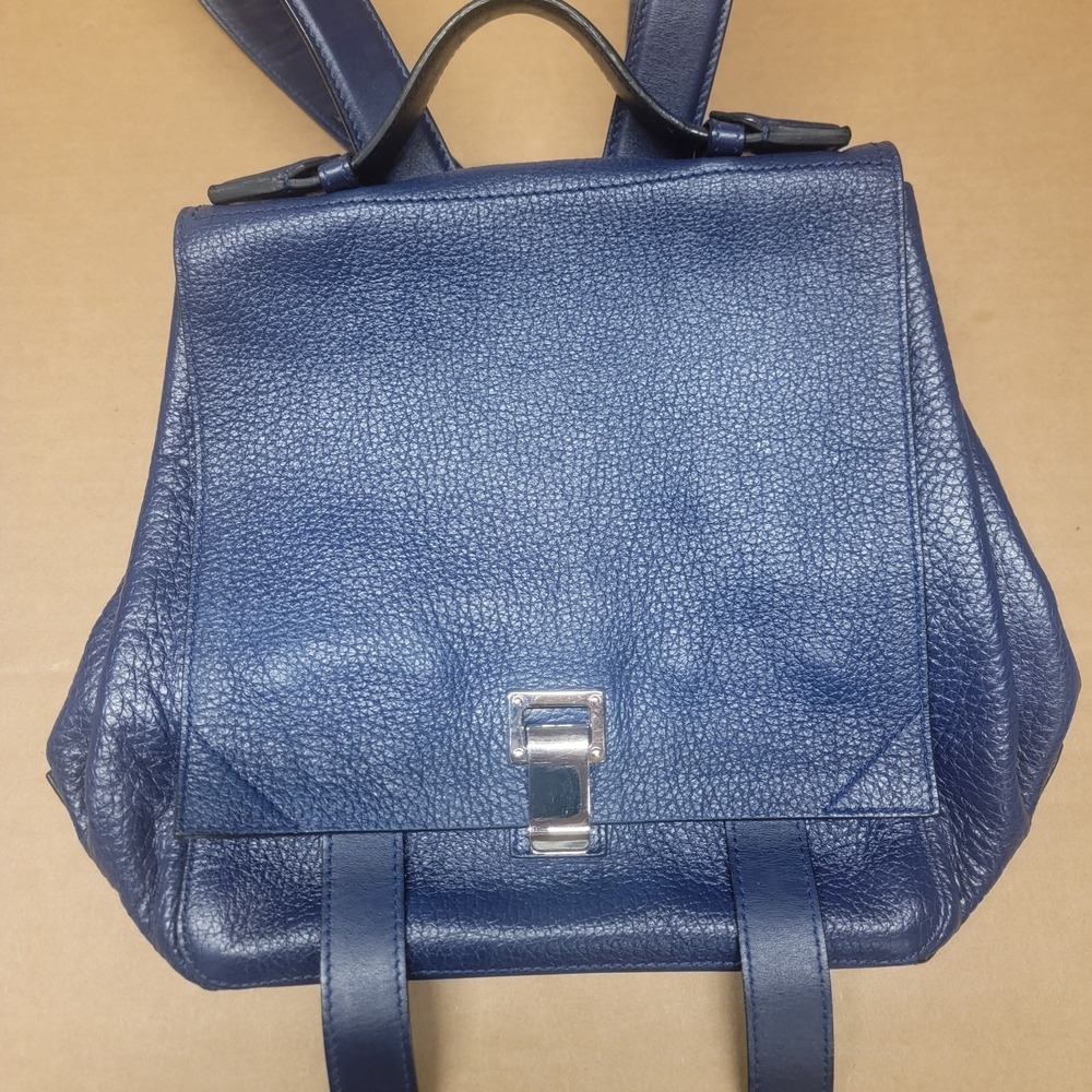 Beautiful Genuine Blue Courier Leather Backpack Proenza Schouler NWOT $1300+! - Picture 3 of 9